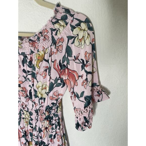 Lulus Hello, Darling Blush Pink Floral Dress sz Xsmall Off the Shoulder Sundress - Picture 4 of 5